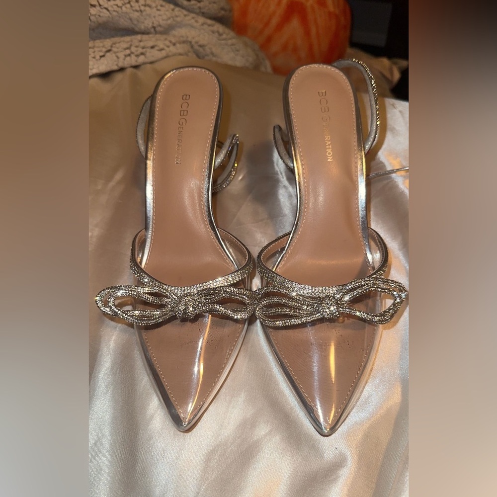 Clear bow heels size 10